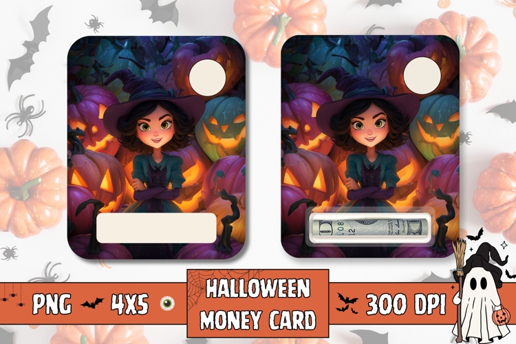 Halloween Pumpkins Gift Card, Halloween Witch Money Card