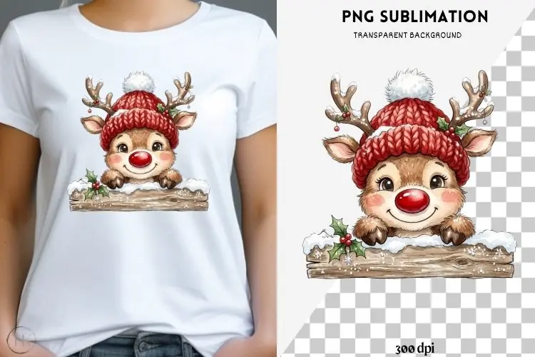 Christmas peeking character png design for T-shirts