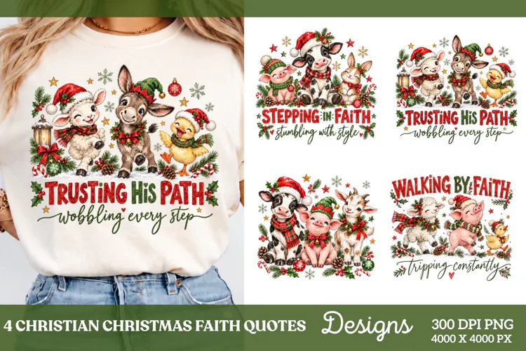 4 Christian Christmas Shirt Designs, 4 Nativity Faith Quote