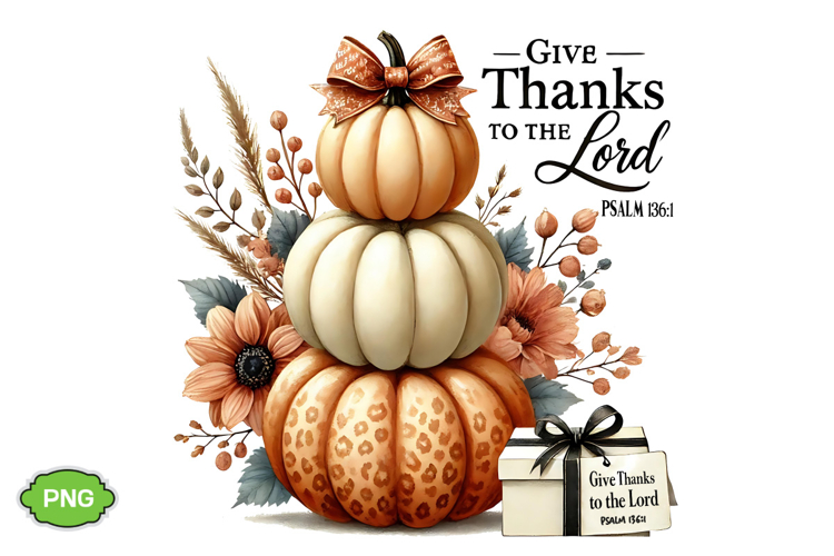 Give Thanks to the Lord PNG, fall Pumpkin PNG, Pumpkin Spice