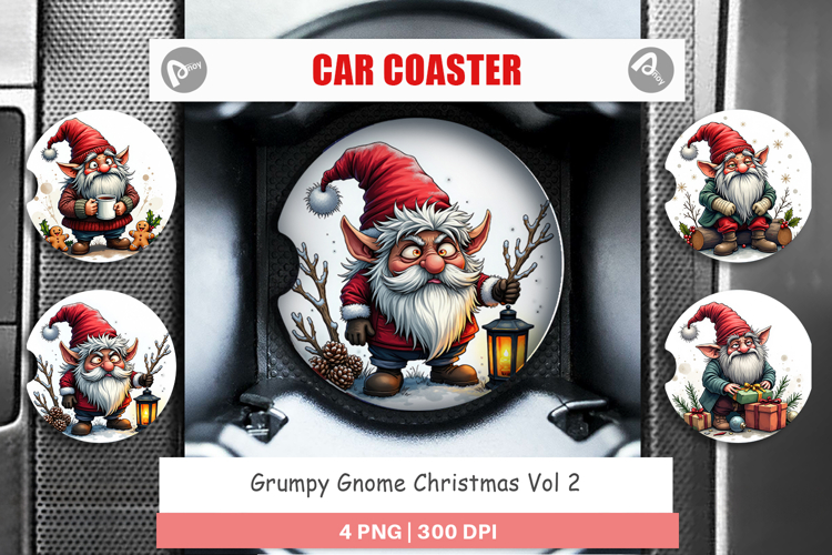 Car Coaster Grumpy Gnome Christmas