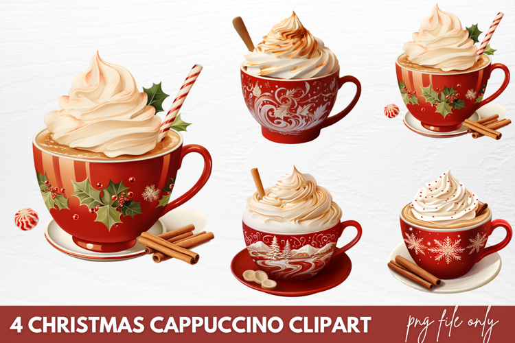 Christmas Cappuccino Clipart PNG