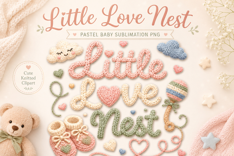 Little Love Nest PNG, Pastel Baby Sublimation Clipart