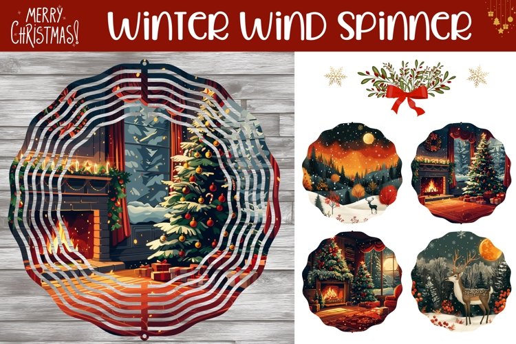 Christmas Fireplace Wind Spinner, Cozy Christmas Sublimation