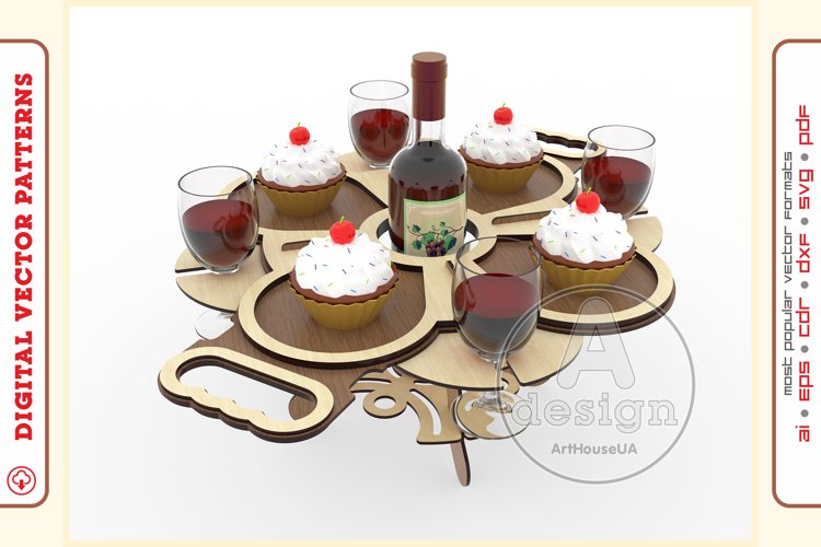Wine Serving Tray - laser cutting file - Glowforge ready SVG
