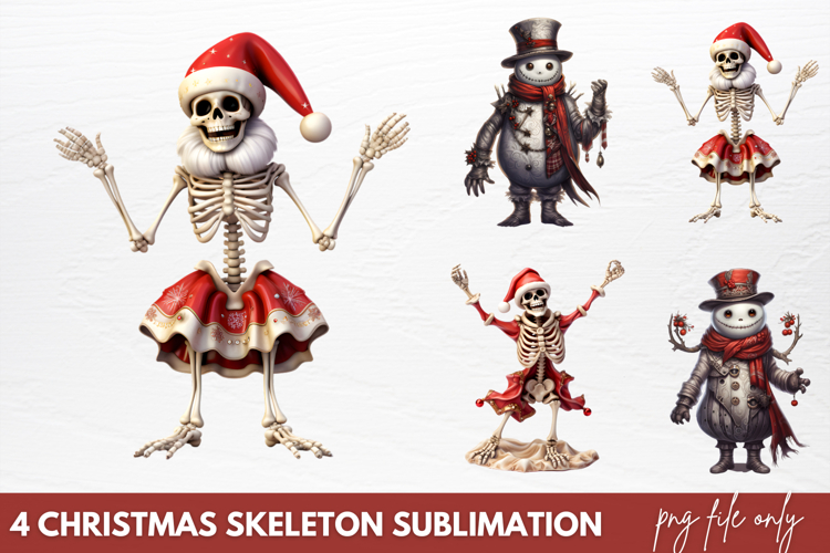 Christmas Skeleton Sublimation PNG