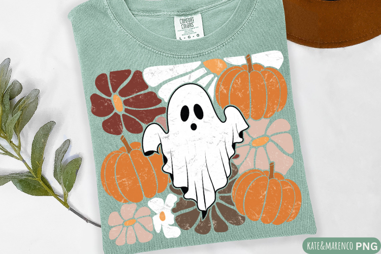 Boho Fall PNG | Boho Floral Ghost PNG | Girl Halloween PNG