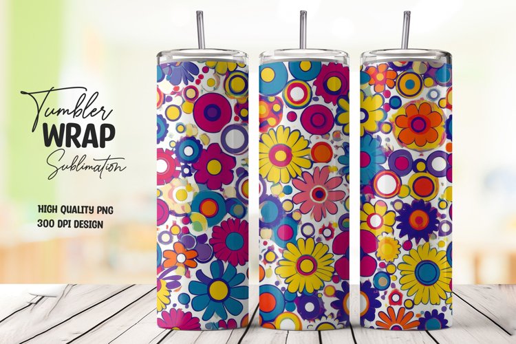 Floral Pattern Tumbler Wrap Sublimation Design