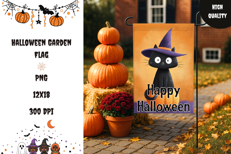 Welcome Garden Flag, Happy Halloween Garden Flag