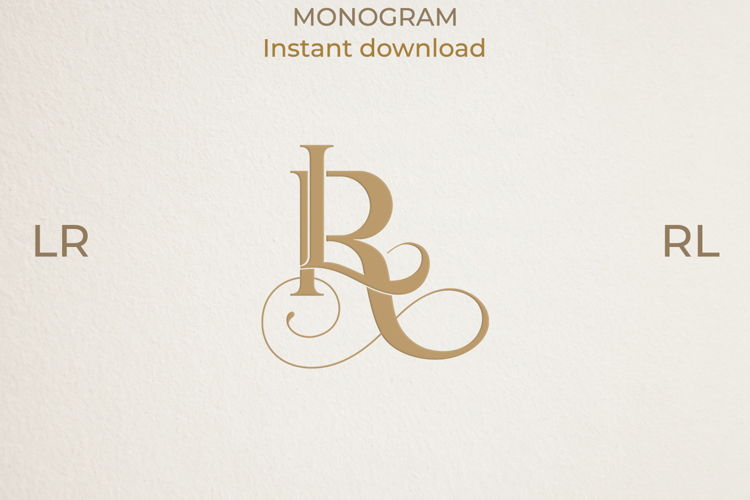LR RL Wedding Monogram Logo | Elegant Initials Vector