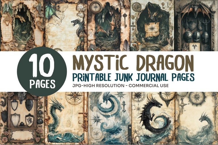 Mystic Dragon Junk Journal Pages example image 1