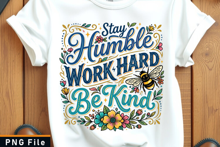 Stay humble work hard be kind Motivational sublimation PNG example image 1