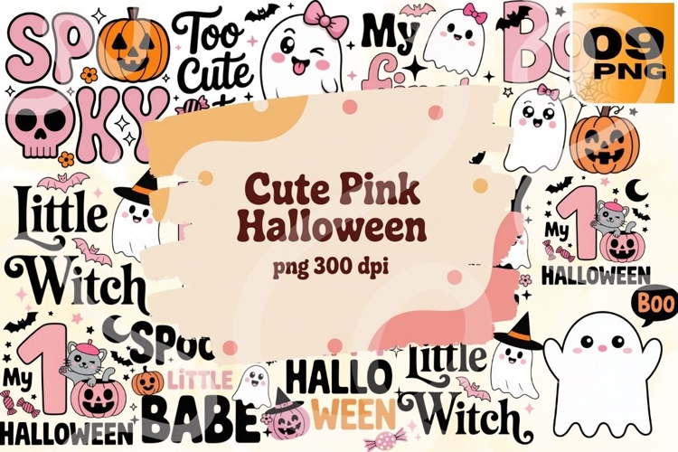 Cute Pink Halloween PNG Bundle 9