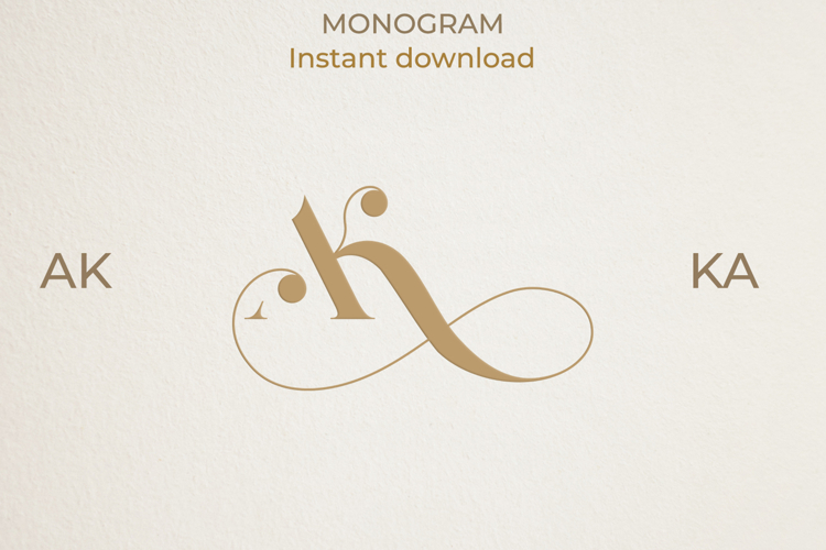 AK KA Wedding Monogram Logo | Elegant Initials Vector