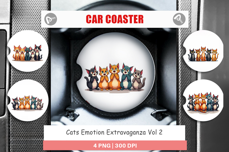 Cats Emotion Car Coaster