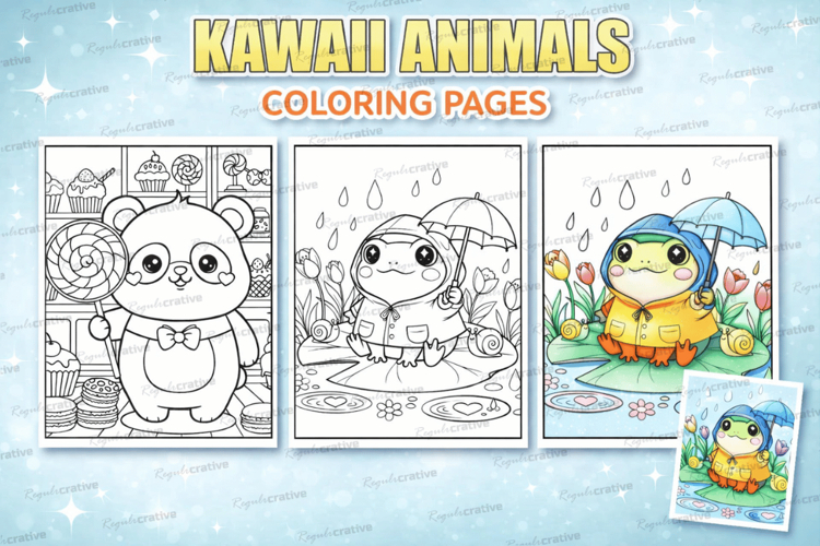 Kawaii Animals Coloring Book for Kids: Cute Animal Coloring