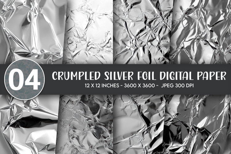 Crumpled Silver Foil Digital Paper
