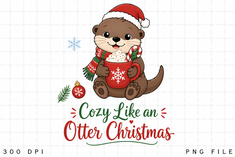 Cute Christmas Otter PNG, Cozy Like an Otter Christmas