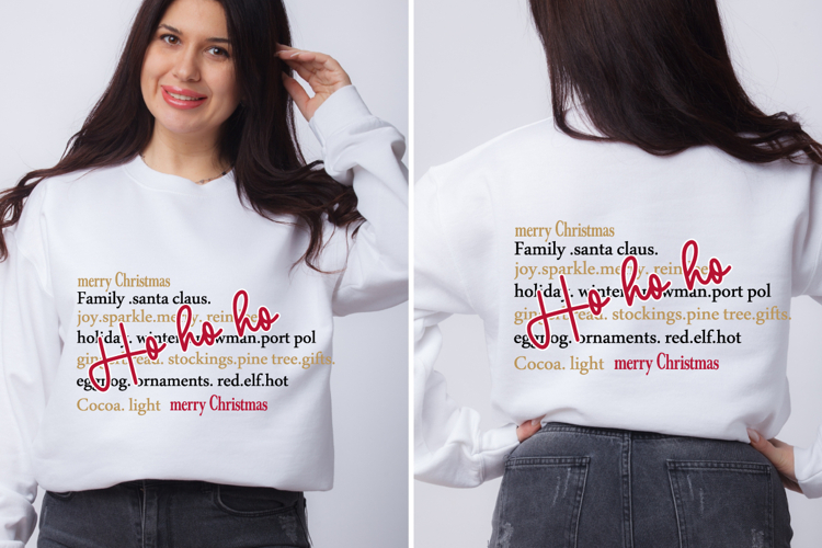 Ho Ho Ho Words SVG, Merry Christmas SVG, Christmas Sweater