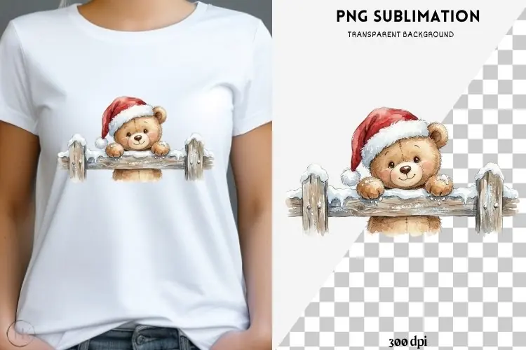 Christmas peeking character png design for T-shirts