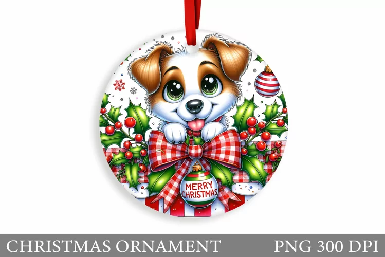 Cute Dog Christmas Ornament. Winter Dog Christmas Ornament