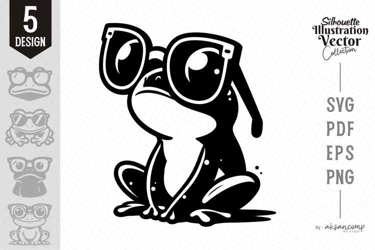 Cool Frog with Sunglasses Vector Silhouette