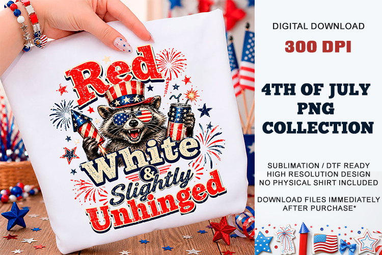 Red White Slightly Unhinged PNG | Sublimation DTF