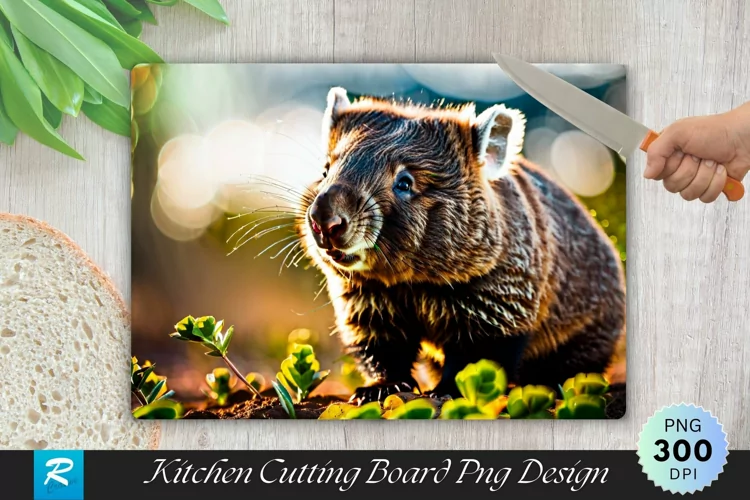 Wombats Background Cutting Board Sublimation Design