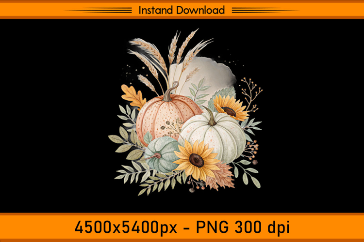 Fall Pumpkins and Sunflowers Sublimation PNG