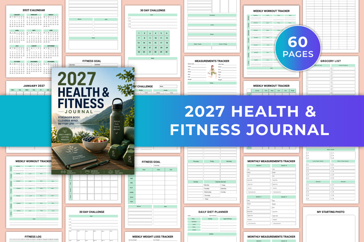 2027 Health & Fitness Journal | Wellness Planner & Healthy