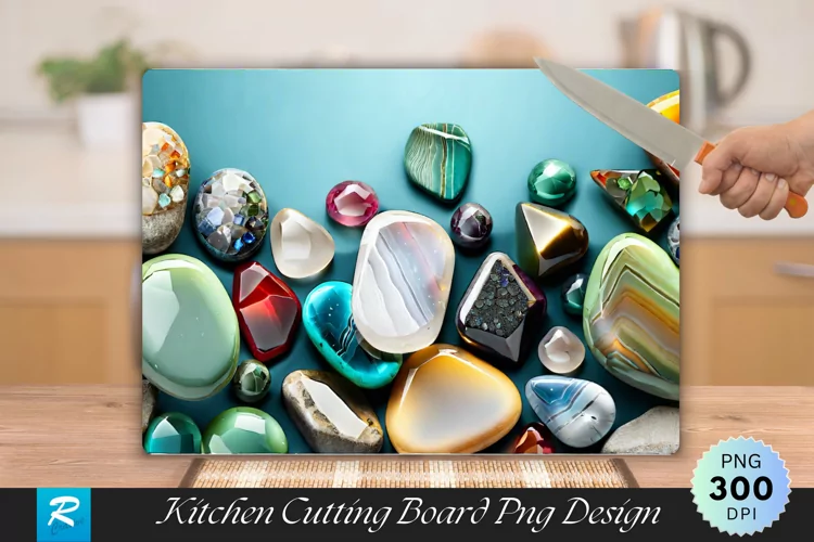 Multicolor Stones Cutting Board Sublimation Design