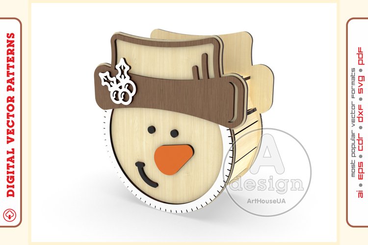 Snowman clutch purse v74 aser cut vector Glowforge file SVG example image 1