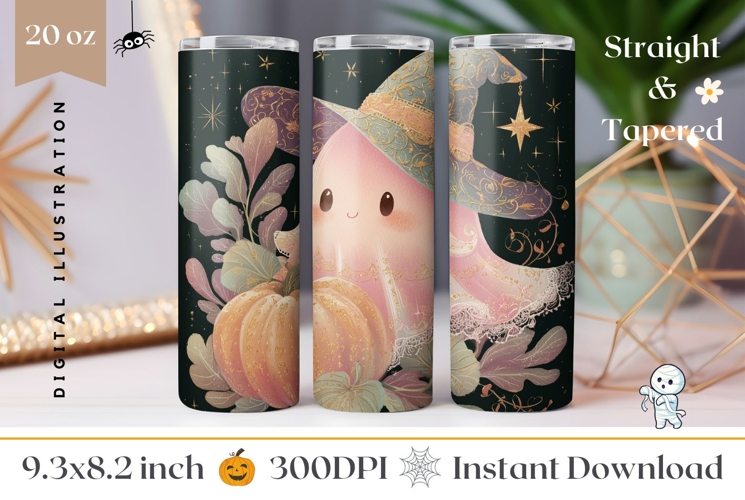Halloween Ghost Tumbler Wrap Design, Halloween Pumpkin PNG