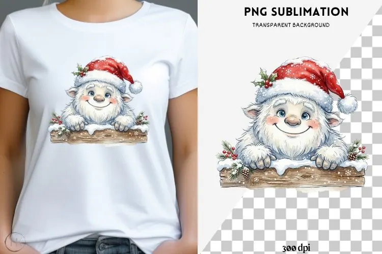 Christmas peeking character png design for T-shirts