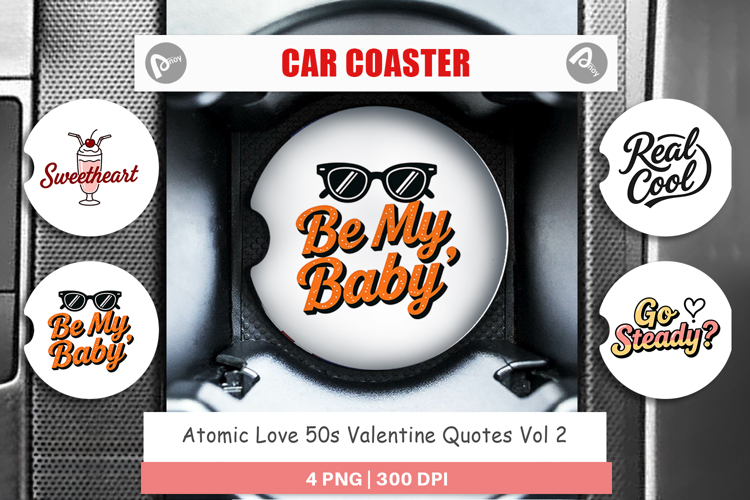 Atomic Love Valentine Car Coaster