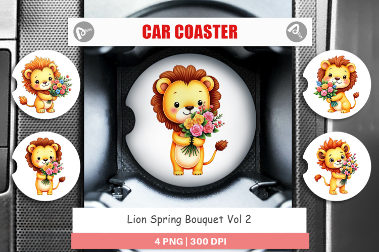 Car Coaster Lion Spring Bouquet