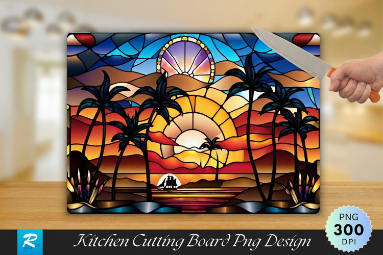 Sunset Stained Cutting Board Sublimation Design