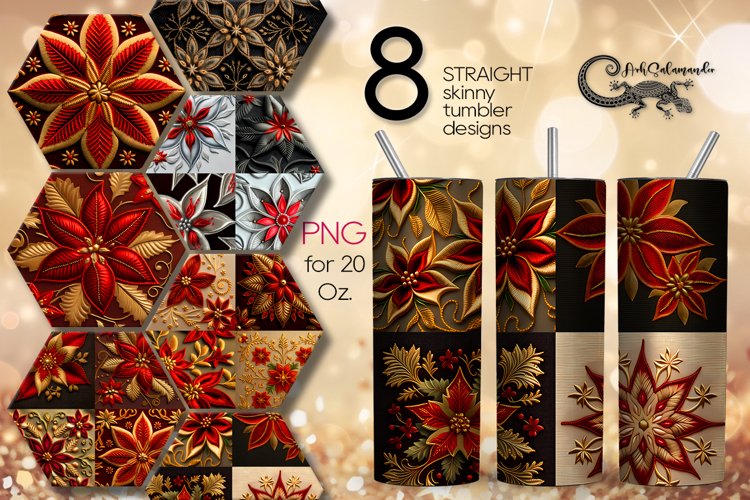 Embroidery | 8 quadro skinny tumbler Sublimation designs