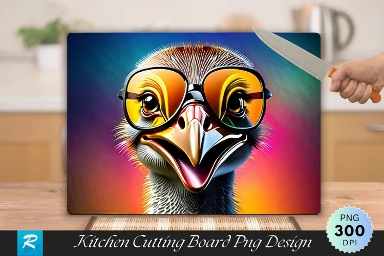Ostrich Cutting Board Sublimation Design