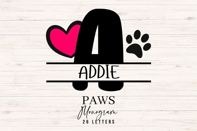 Pet Paws Split Monogram svg Bundle - 26 Letters