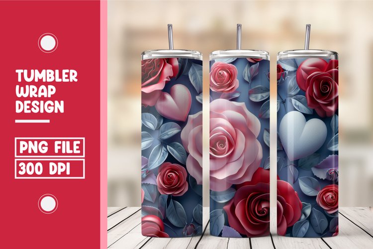 Heart Flower Tumbler Wrap Design example image 1
