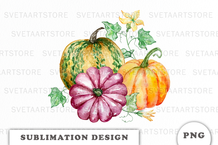 Watercolor Autumn Pumpkins png