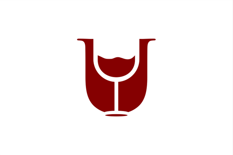 Letter U and Wine Glass Negative Space Vector Logo