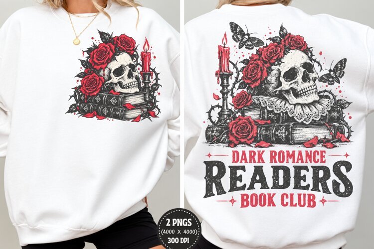 Dark Romance Front Back Shirt PNG, Gothic Book Club Front Ba example image 1