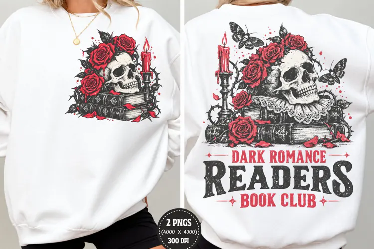 Dark Romance Front Back Shirt PNG, Gothic Book Club Front Ba