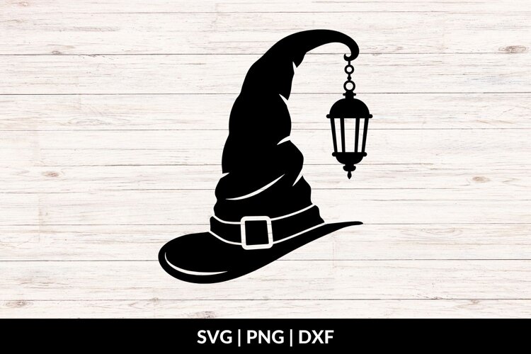 Witch Hat with Lantern SVG, PNG, DXF example image 1
