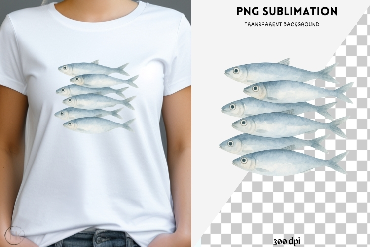 Sardines png design for T-shirts