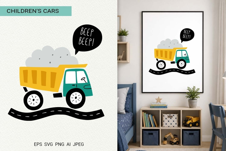 Car Dump Truck Poster Print | EPS SVG PNG JPG