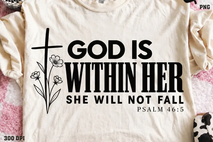 God Is Within Her Psalm 46:5 Shirt PNG, Psalm 46:5 Floral Cr