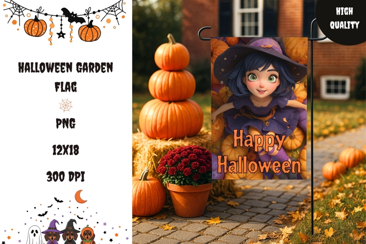 3D Halloween Witch Garden Flag, Happy Halloween Welcome Flag
